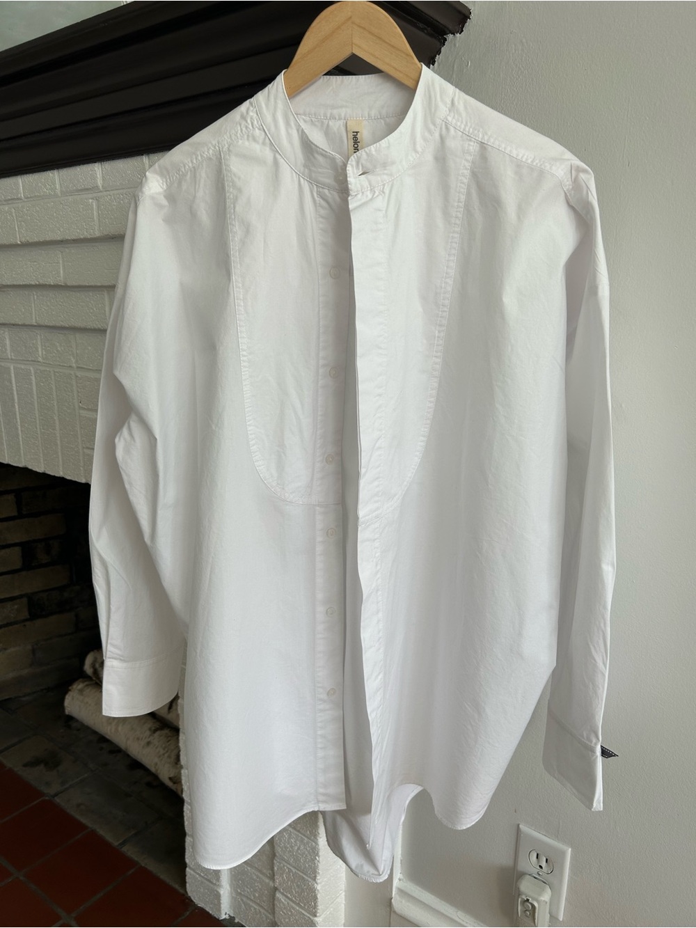Helon Melon Classic White Band-Collar Button-Down Shirt Size L (Oversize)